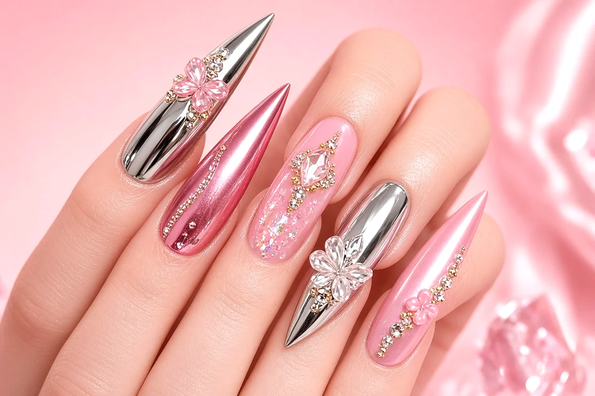 Long glam acrylic and gel art sets
