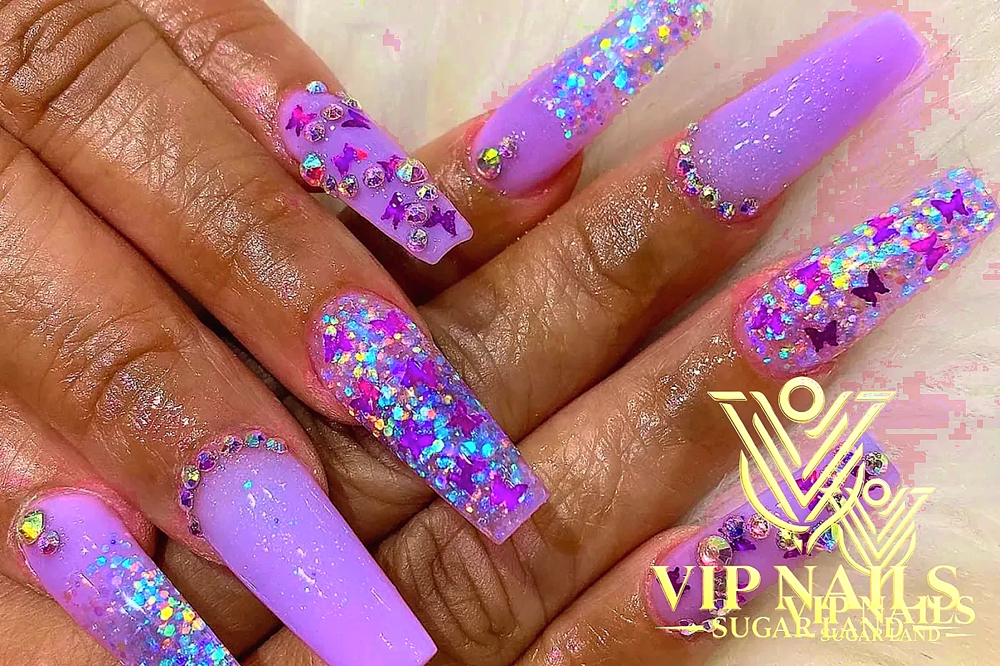 XL custom glam nails with elevated spa finish