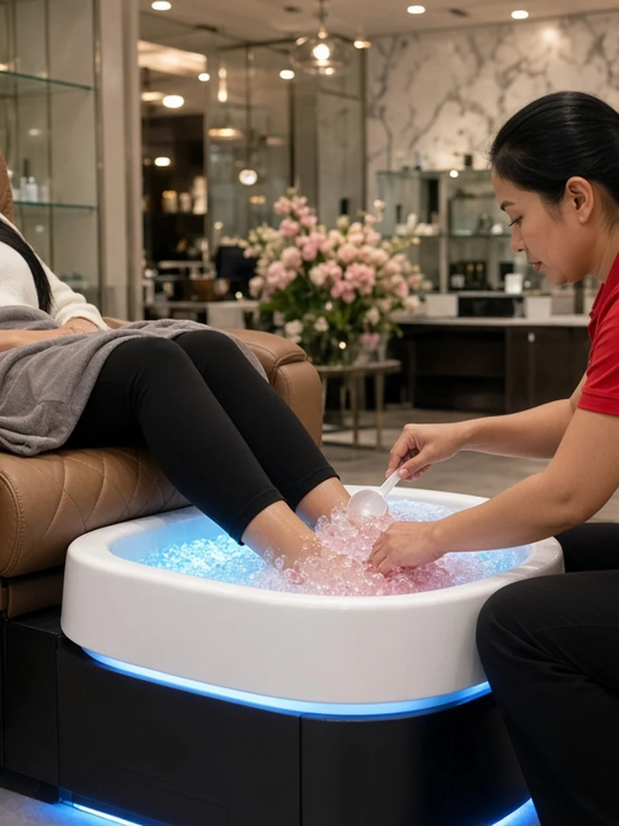 Luxury Crystal Jelly Spa Pedicure in glowing spa chair