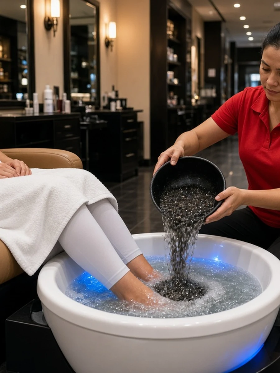 Detox Volcano Spa Pedicure in blue LED spa chair